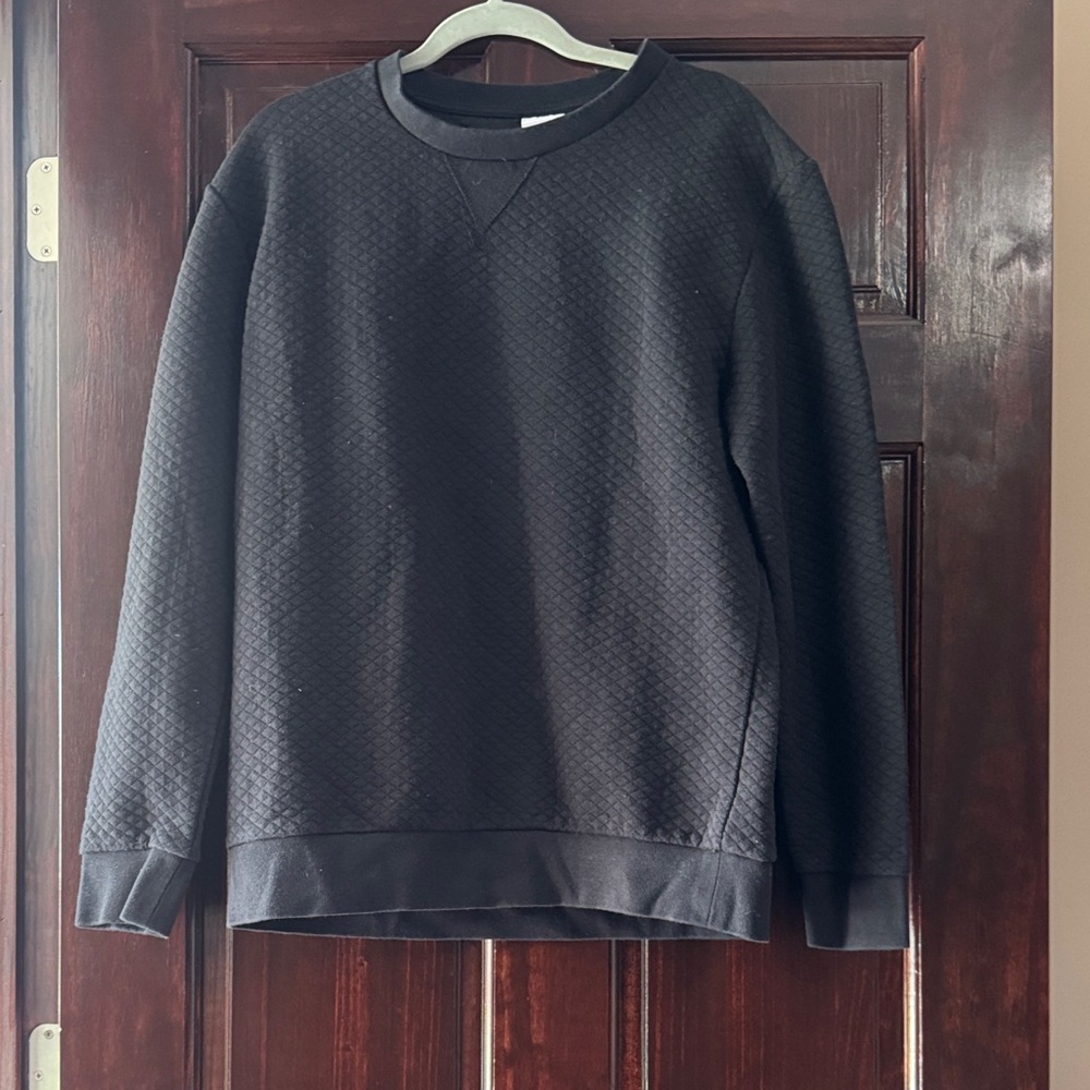 Men's Zara Black Quilted Crewneck Sweater